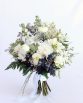 INDUSTRIAL Bridal/Bridesmaids Bouquet "Jade" consisting of lisianthus, ranunculi, stock, freesias, paper daisy, blue gum and fern.  Image by The White Orchid. Floral Design