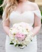 CLASSIC Bridal Bouquet "Ann" consisting of peonies, roses, freesia,  hydrangea, lisianthus, ranunculi and hebe leaf. Image by Nicole Cordeiro Photography.