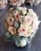ROMANTIC Bridal Bouquet "Evelyn" consisting of David Austin roses, hydrangea and dusty miller, embellished with brooches.  Image by The White Orchid Floral Design.