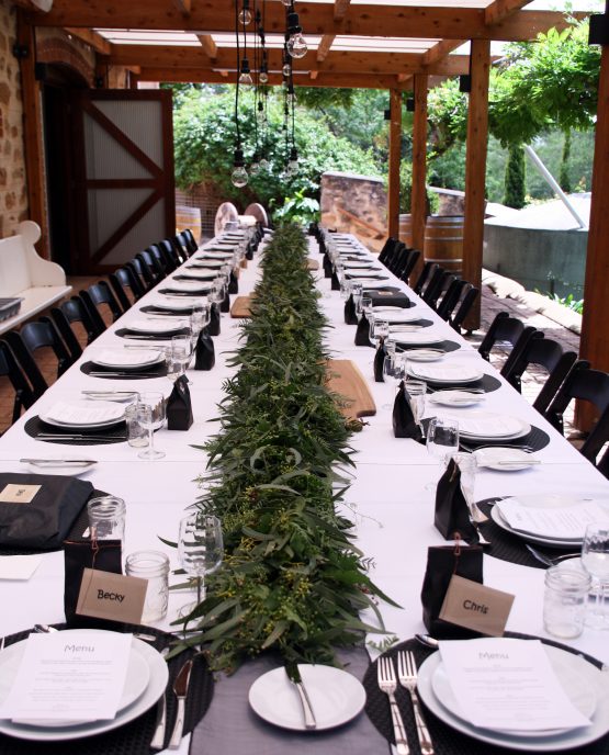 INDUSTRIAL Foliage Table Garland.  Image by The White Orchid Floral Design.